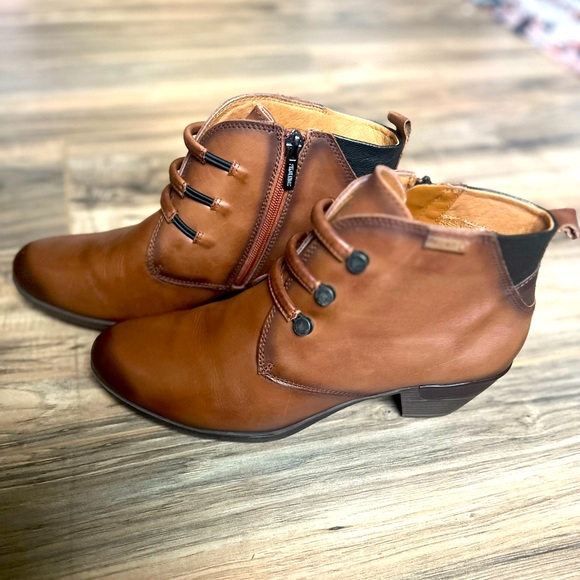 Pikolinos Size 40/9 Womens Brown Leather Booties Boots - Picture 1 of 8